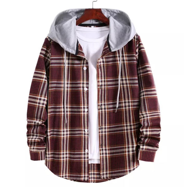 Hooded Flannel / Brick Red